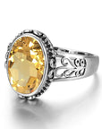 Bague Citrine Étoile du Soir "Aria" en Argent 925