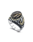 Bague Homme Pierre Agate Brillante "Lev" en Argent 925