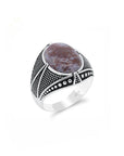 Bague Homme Pierre Agate "Oskar" en Argent Sterling