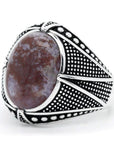 Bague Homme Pierre Agate "Oskar" en Argent Sterling