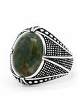 Bague Homme Pierre Agate Scintillante "Ignacy" en Argent 925