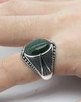 Bague Homme Pierre Agate Scintillante "Ignacy" en Argent 925