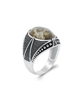 Bague Homme Pierre Corail Lumineuse "Matteo" en Argent 925