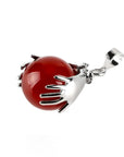 Collier Agate Rouge "Line" Plaqué Argent