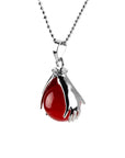 Collier Agate Rouge "Line" Plaqué Argent
