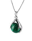 Collier Malachite "Théa" en Plaqué Argent