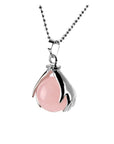 Collier Quartz Rose "Adèle" en Plaqué Argent
