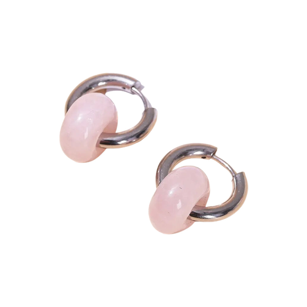 Boucles D'oreilles Quartz Rose