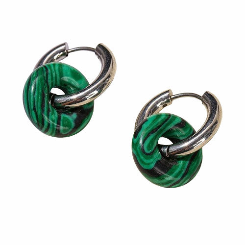 Boucles D'oreilles Acier Malachite "Nell"