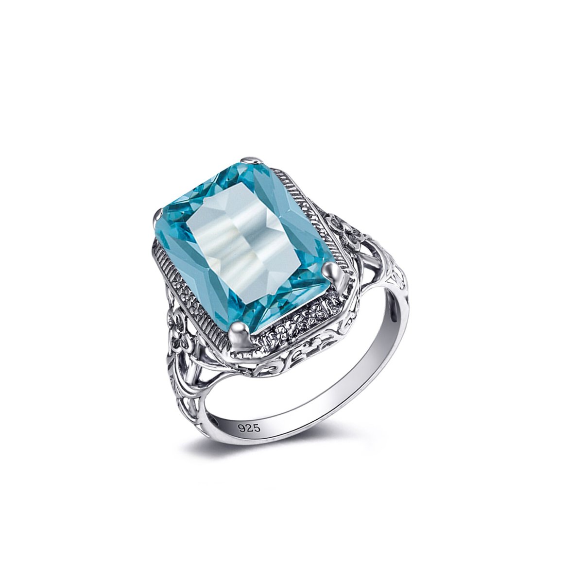 Bague Aigue Marine "Despina" en Argent 925