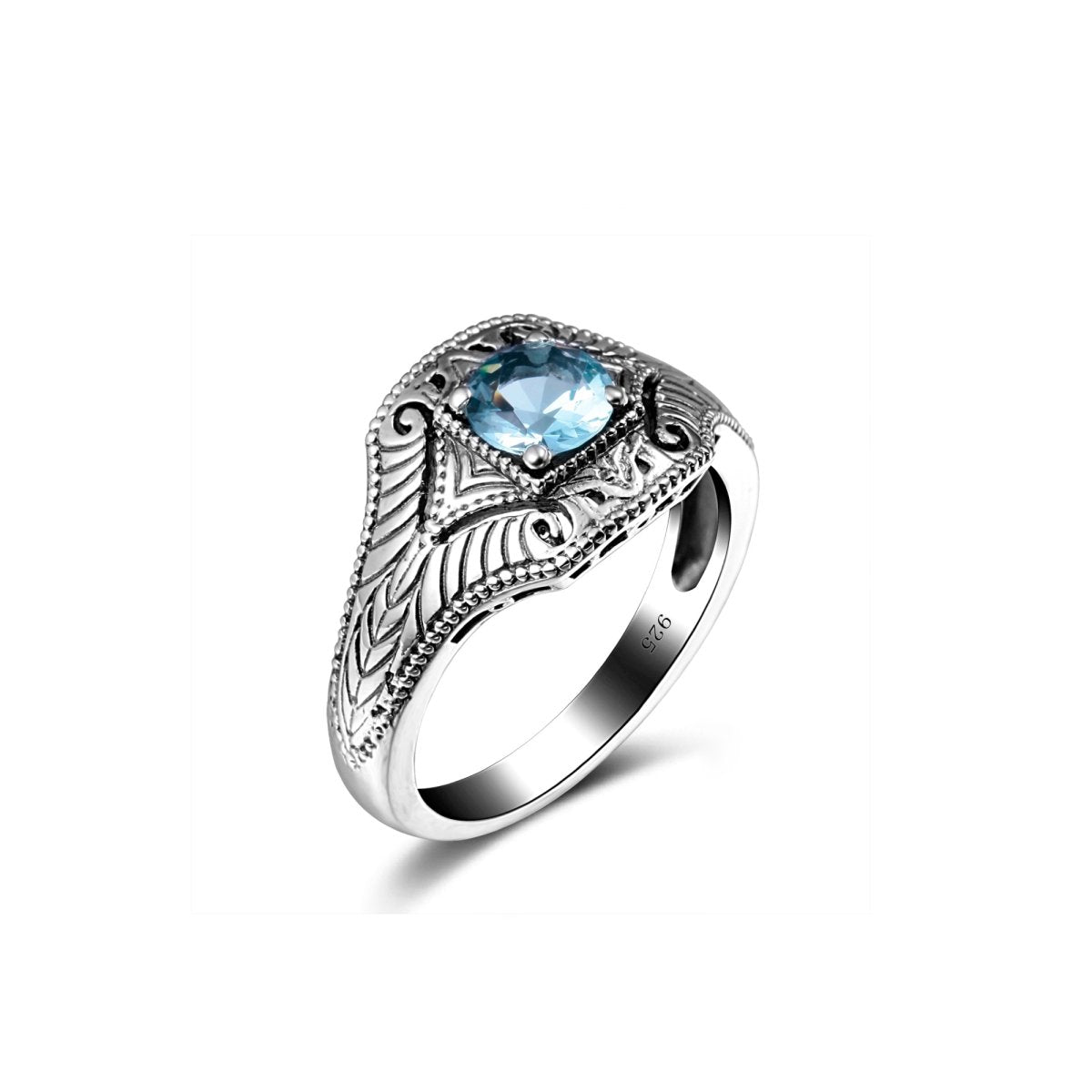 Bague Aigue Marine "Eulalia" en Argent Sterling