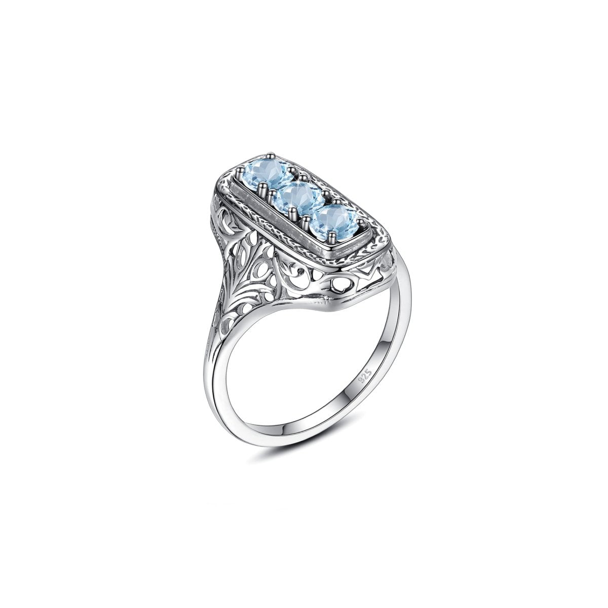 Bague Aigue Marine "Meliora" en Argent Sterling