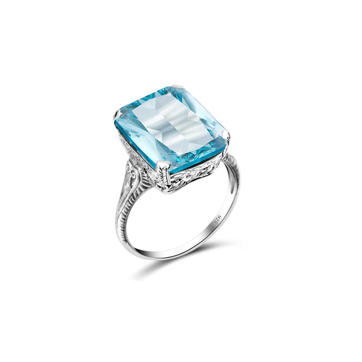 Bague Aigue Marine "Seraphina" en Argent 925
