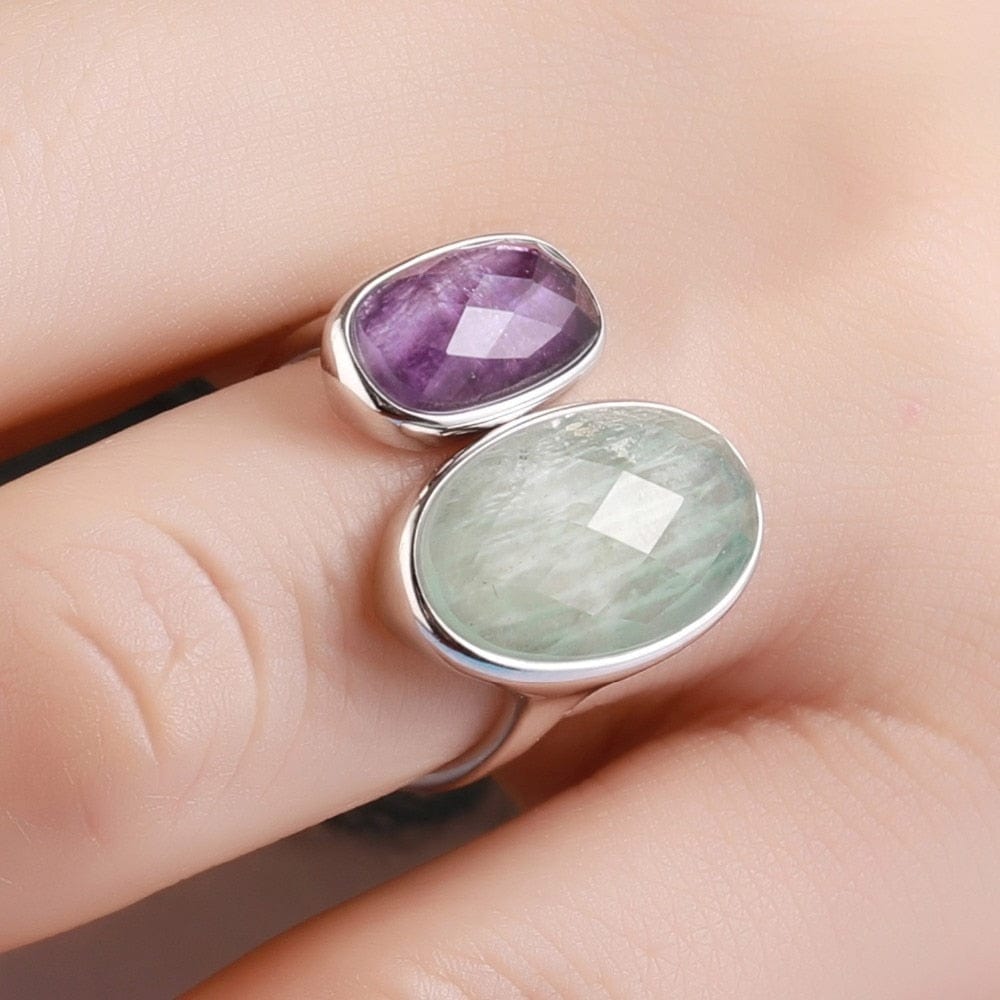 Bague Amazonite & Fluroite "Callisto" en Argent 925