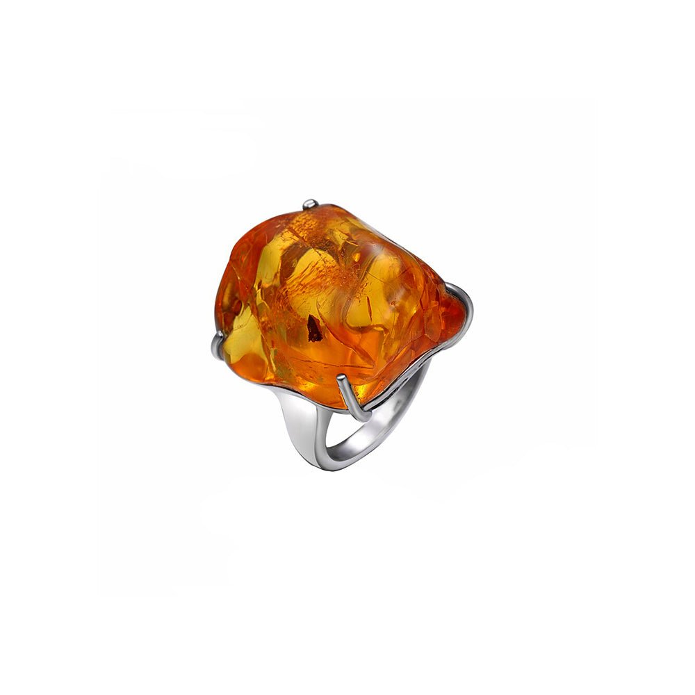Bague Ambre "Gianetta" en Argent Sterling