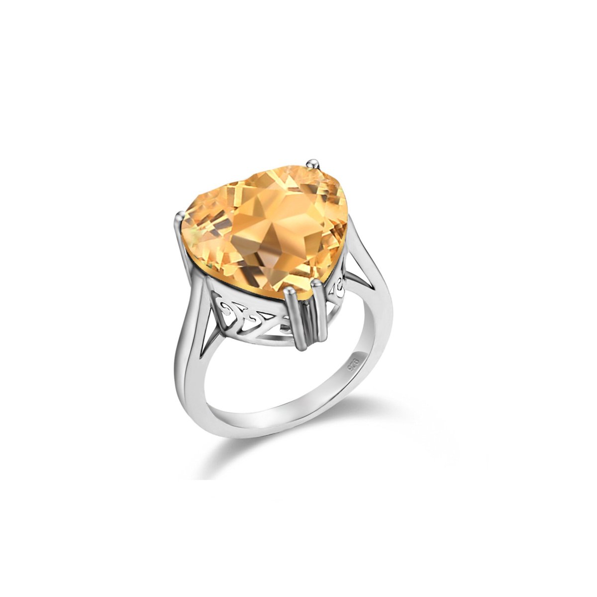 Bague Citrine Aube "Elysia" en Argent Sterling