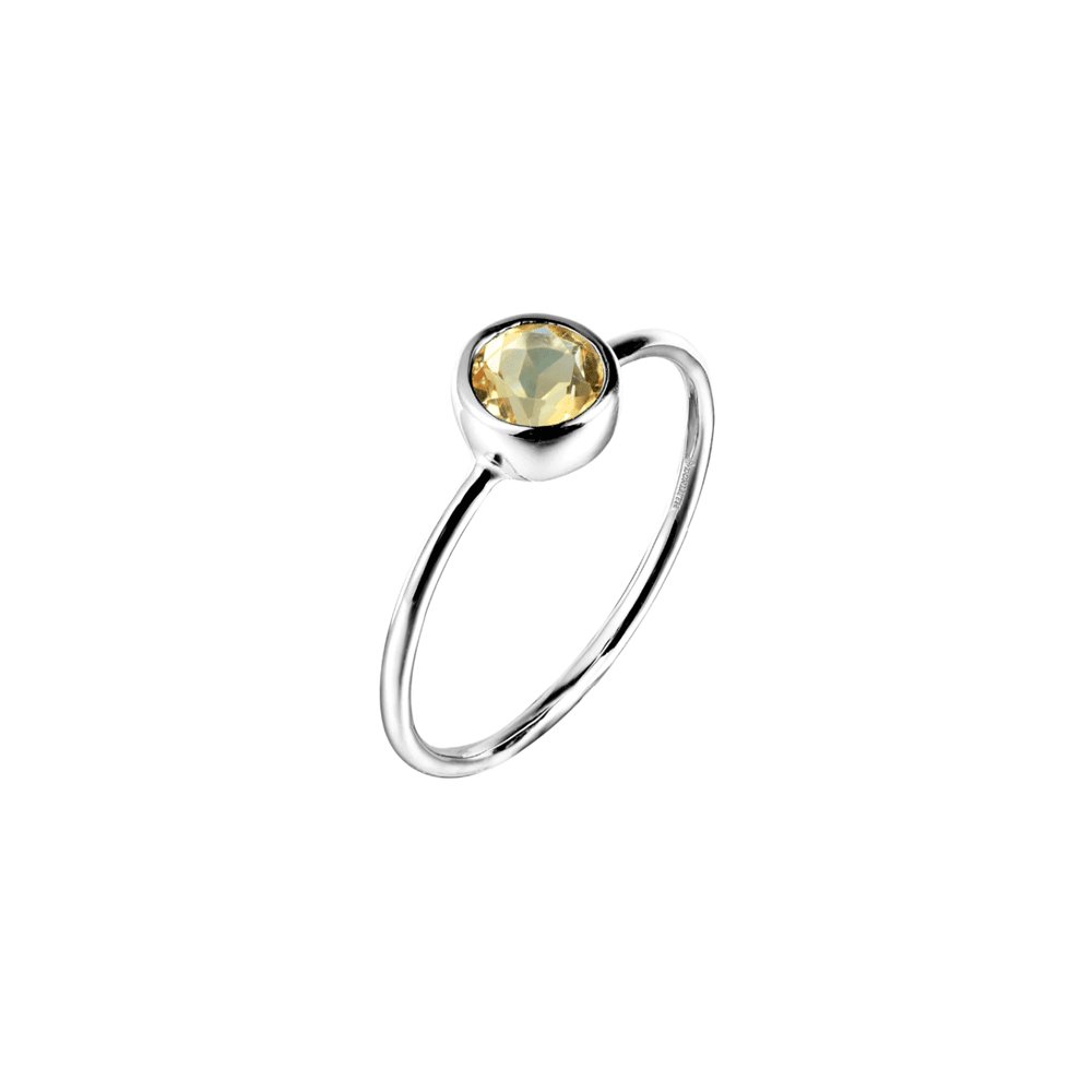 Bague Citrine Charme de la Lune "Alexiane" en Argent 925