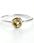Bague Citrine Charme de la Lune "Alexiane" en Argent 925