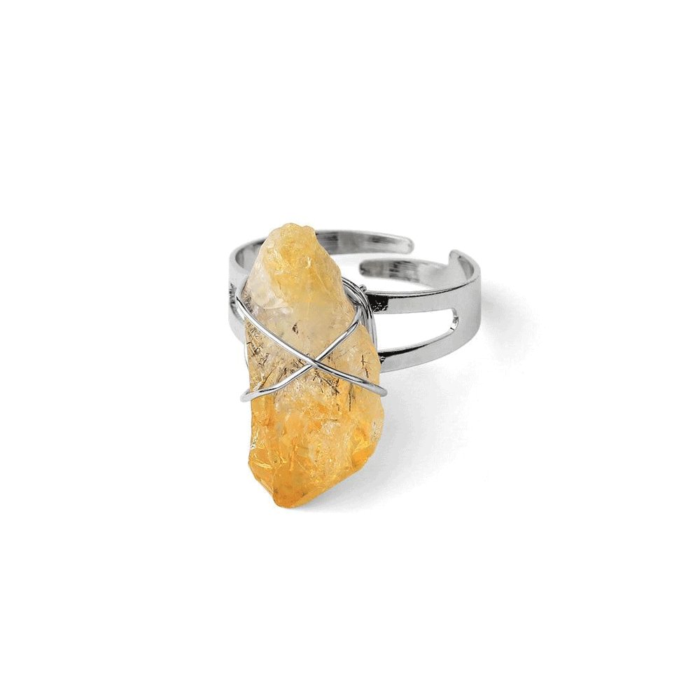 Bague Citrine Charme Étoilé "Téodora" en Argent Sterling 925