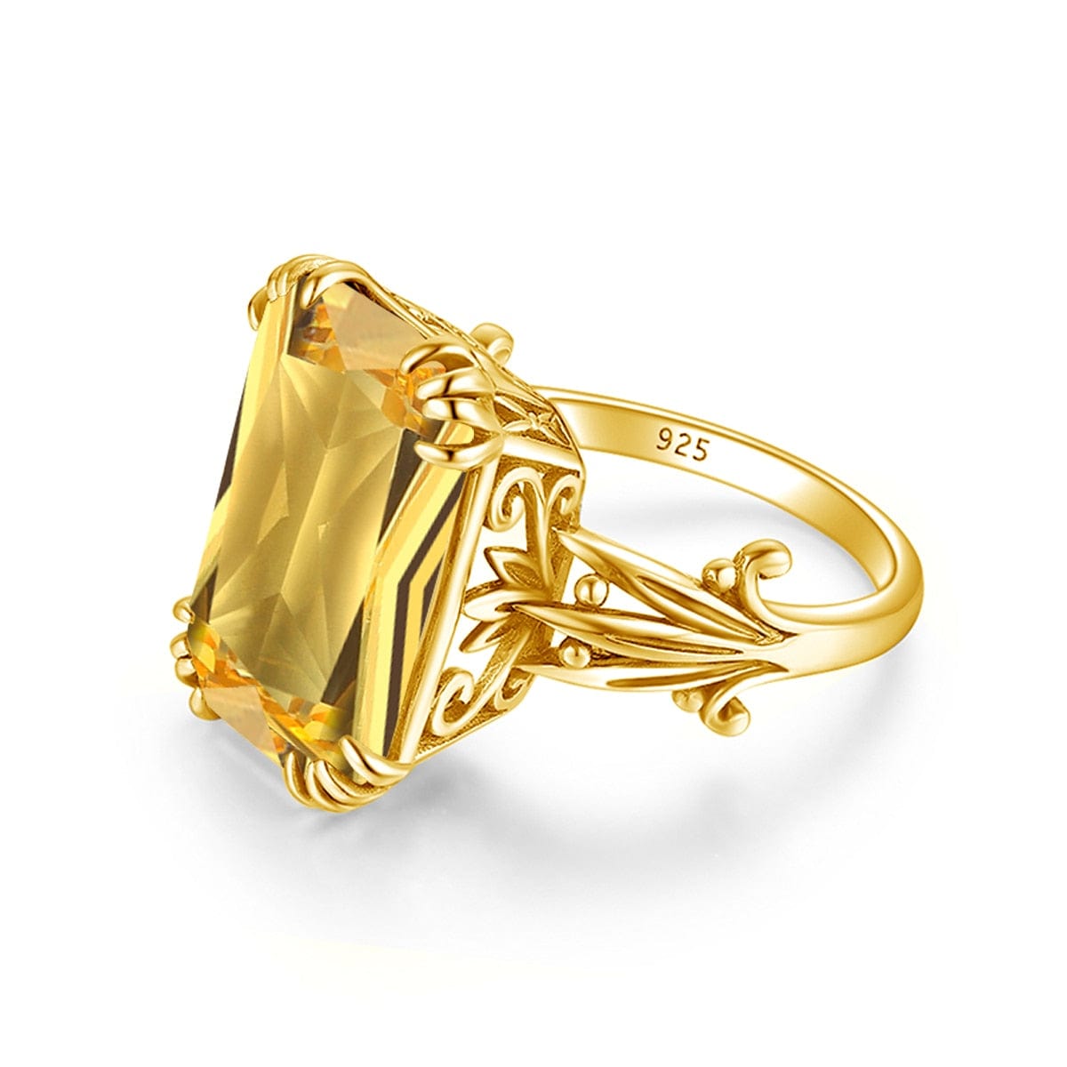 Bague Citrine Dorée "Katalina" en Argent 925