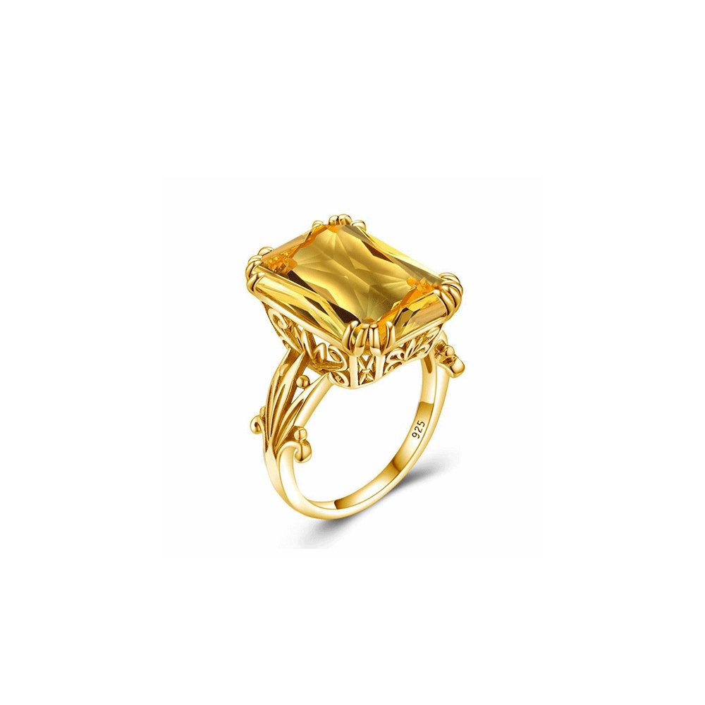 Bague Citrine Dorée "Katalina" en Argent 925