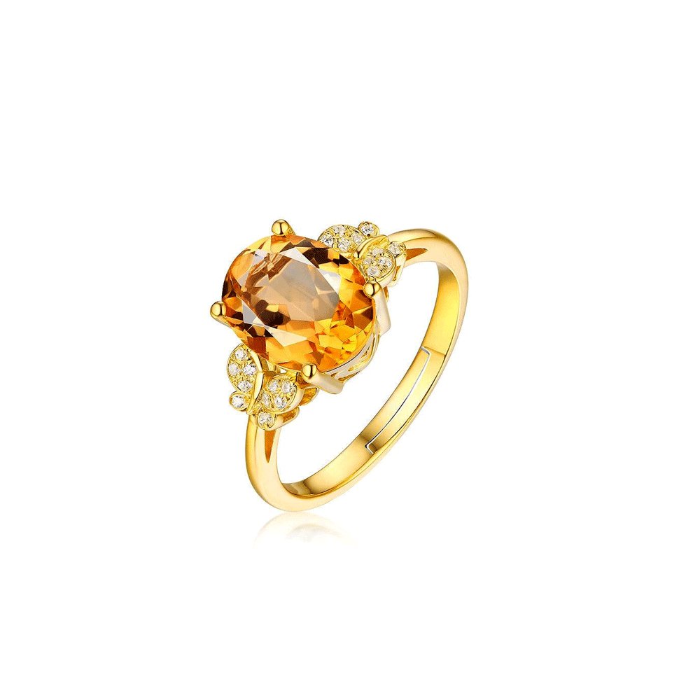 Bague Citrine Élégance Abeille "Sophia" en Argent 925