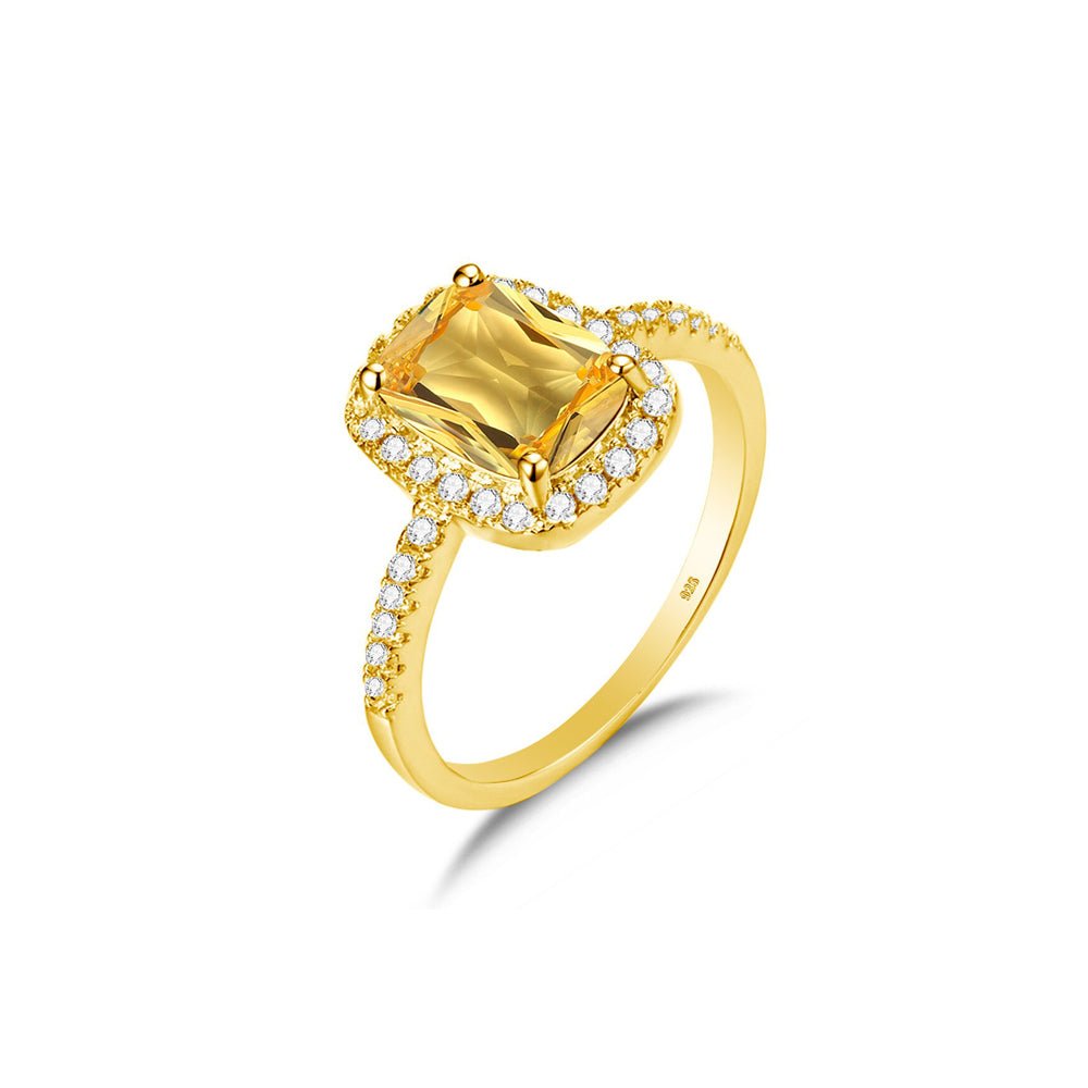 Bague Citrine Étoile Brillante "Xenia" en Argent Sterling