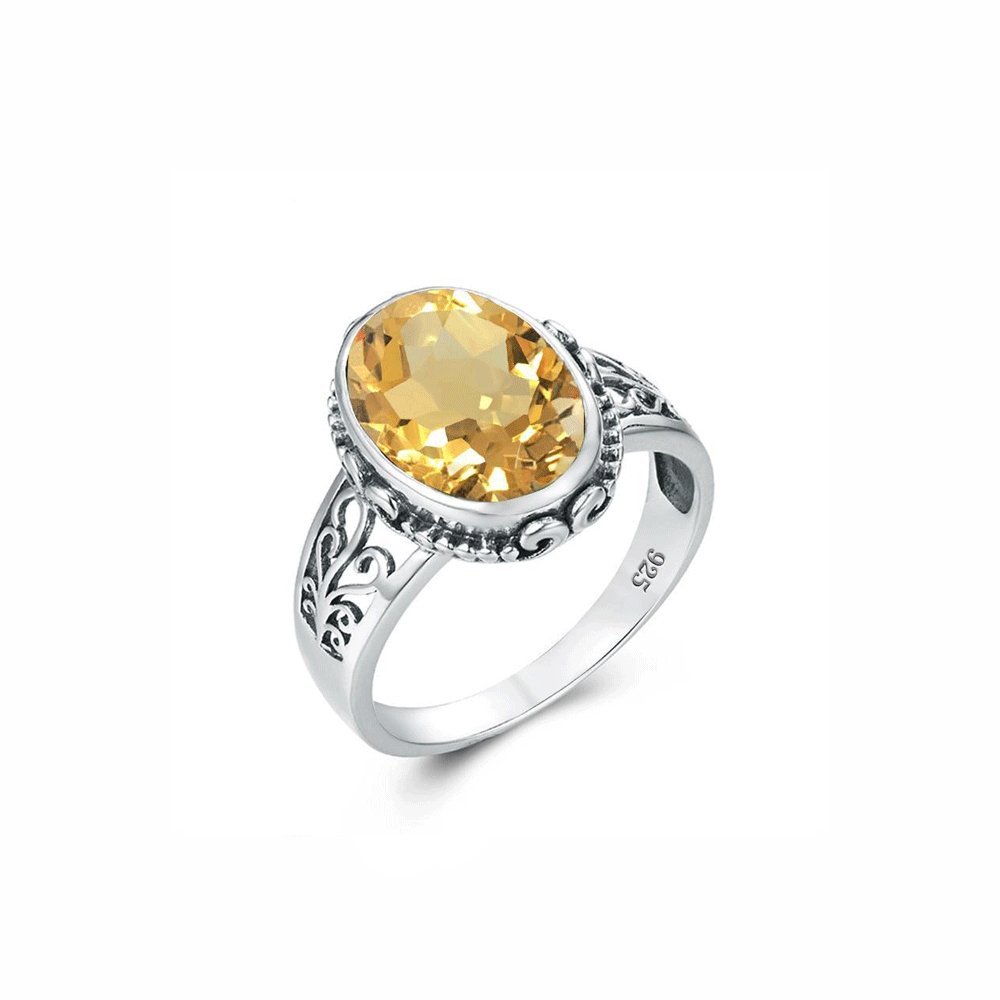 Bague Citrine Étoile du Soir "Aria" en Argent 925