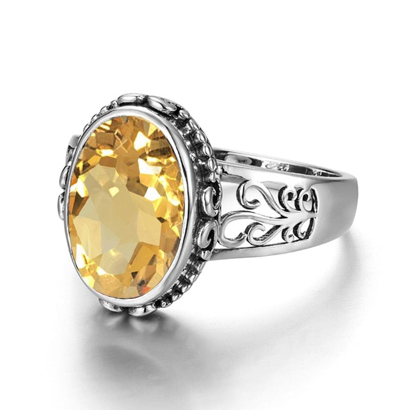 Bague Citrine Étoile du Soir "Aria" en Argent 925