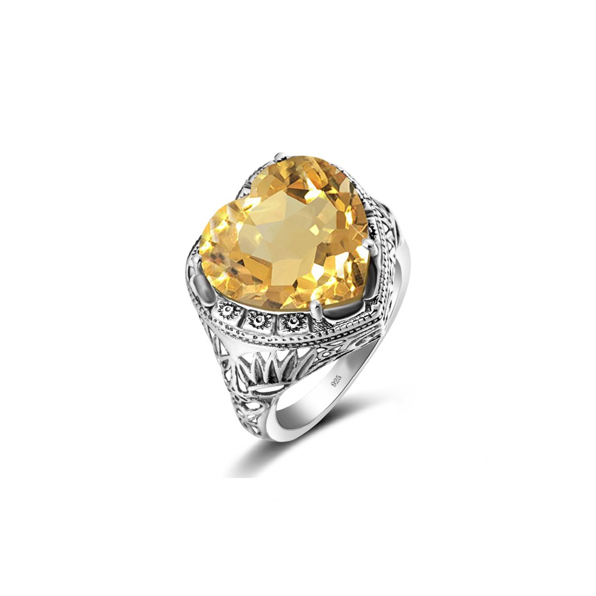 Bague Citrine Évasion "Elara" en Argent Sterling