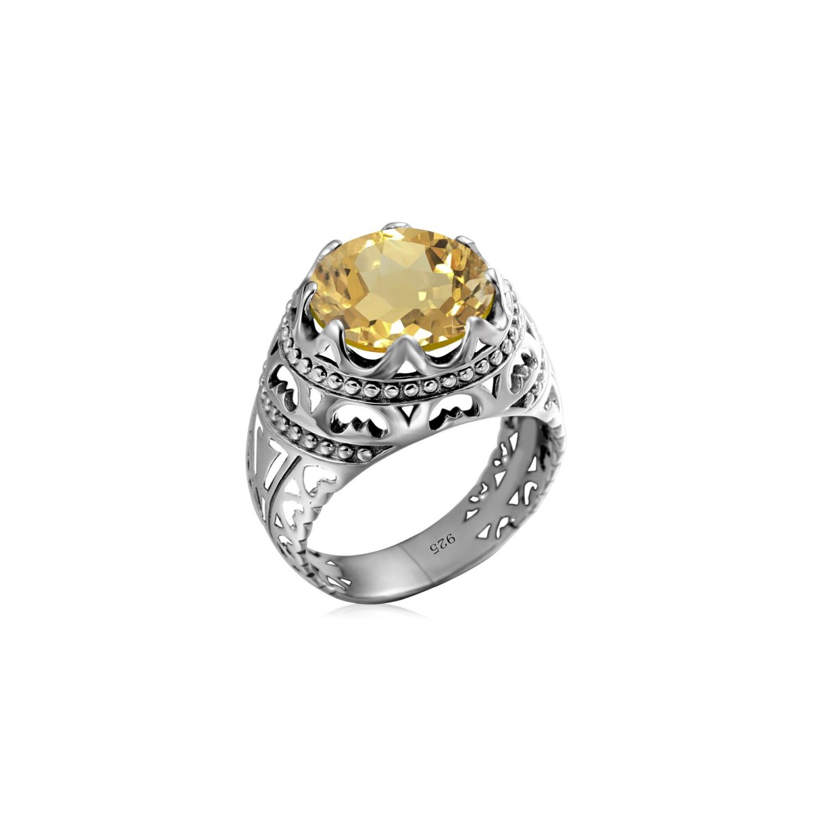 Bague Citrine Lunaire "Oriana" en Argent Sterling