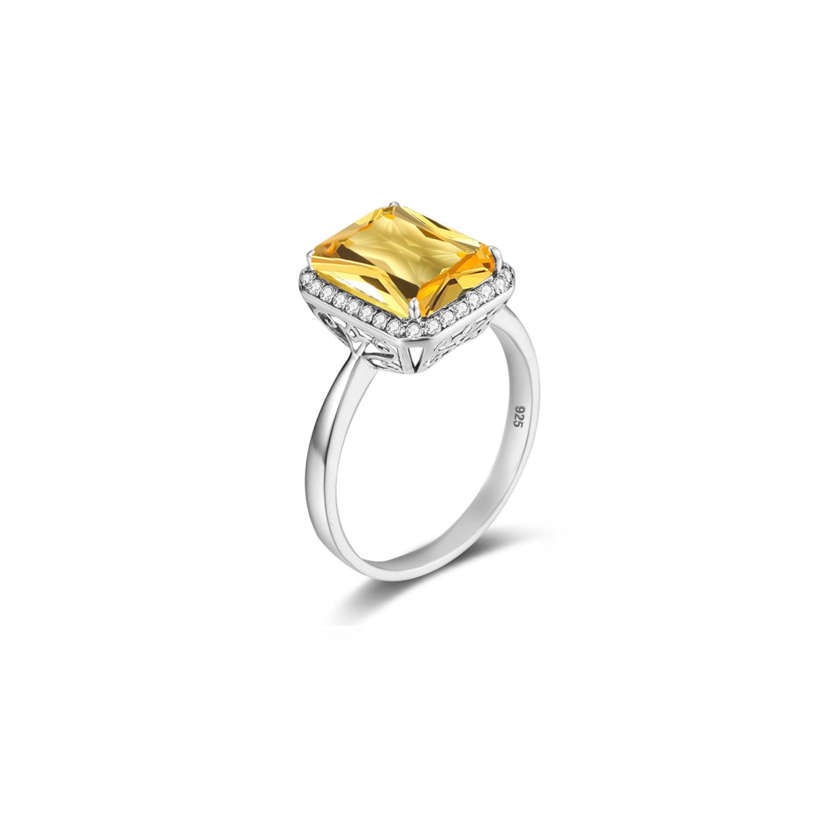 Bague Citrine Rayonnement "Ava" en Argent 925
