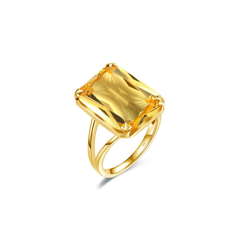 Bague Citrine Solaire "Aurelia" en Argent Sterling