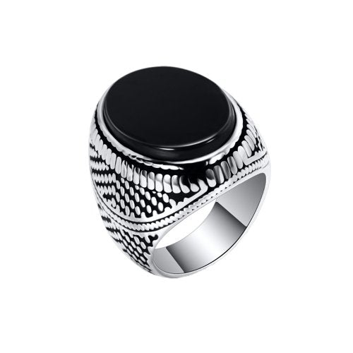 Bague Homme Agate Noire Ésotérique "Uriel"