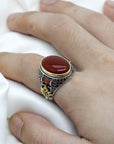 Bague Homme Agate Rouge "Teodoro" en Argent 925