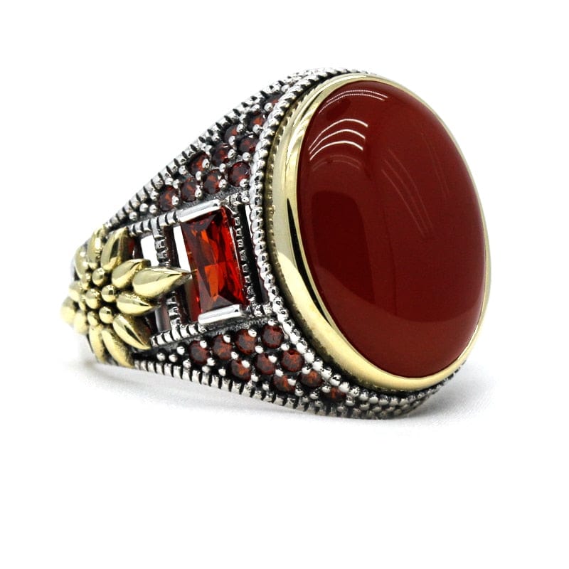 Bague Homme Agate Rouge "Teodoro" en Argent 925