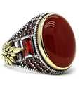 Bague Homme Agate Rouge "Teodoro" en Argent 925