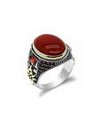 Bague Homme Agate Rouge "Teodoro" en Argent 925