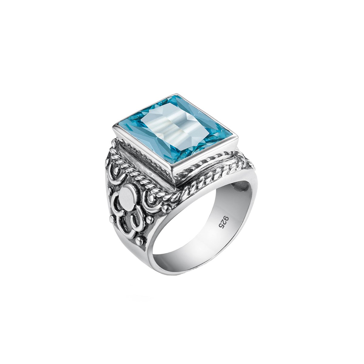 Bague Homme Aigue-Marine Sobre "Rhys" en Argent 925