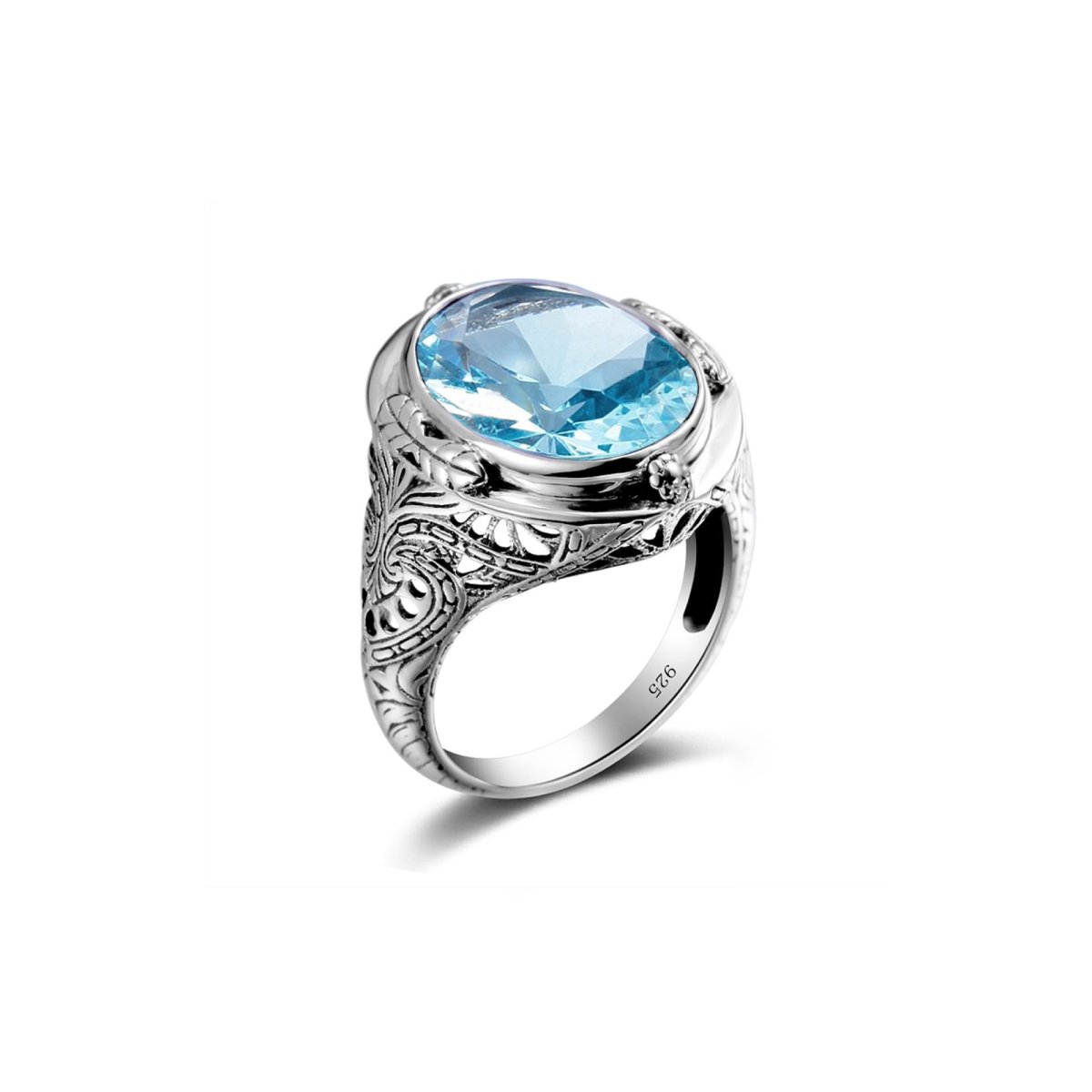 Bague Homme Aigue Marine "Theophile" en Argent Sterling