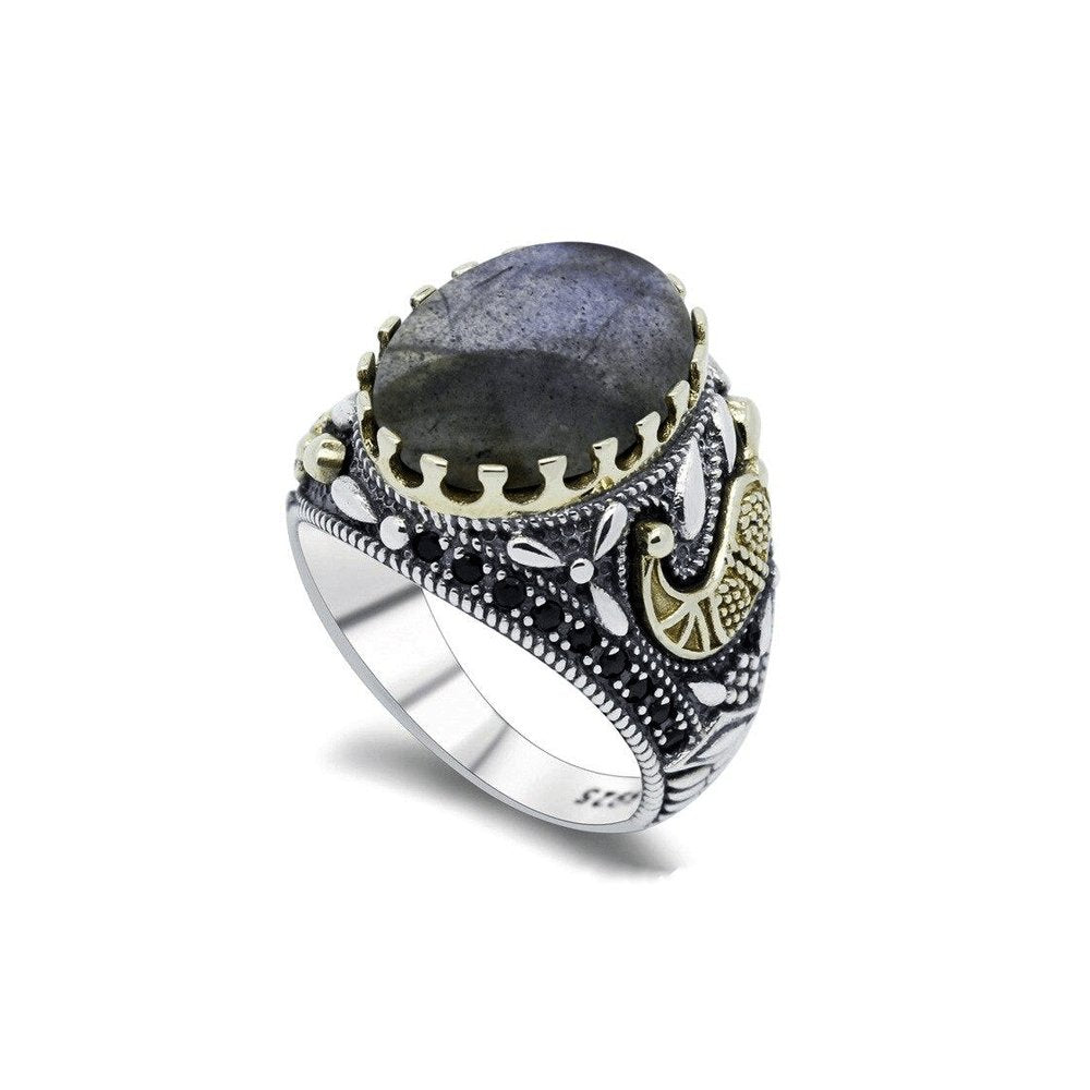 Bague Homme Labradorite Inspirée "Aaron" en Argent 925