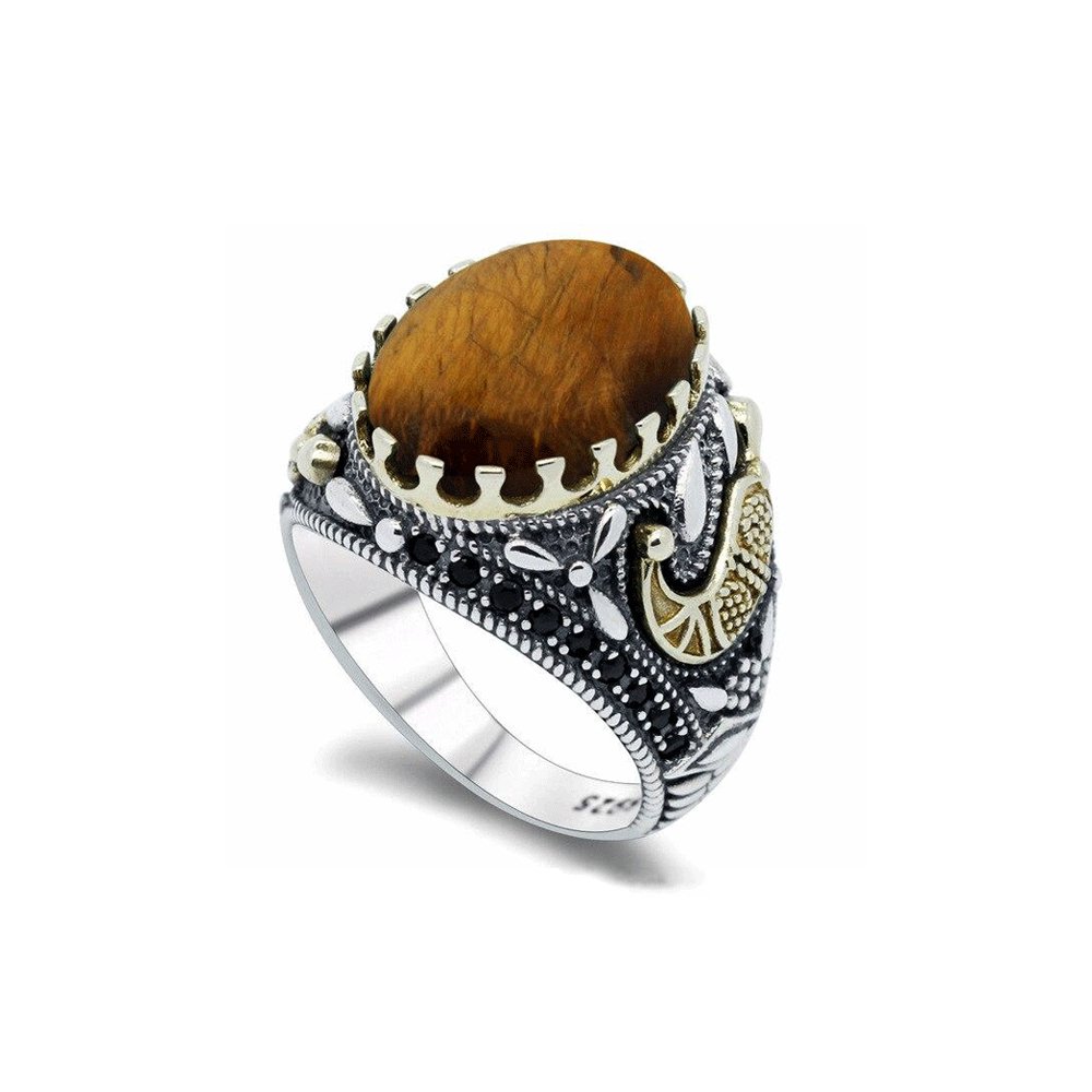 Bague Homme Oeil De Tigre "Bastian" en Argent 925