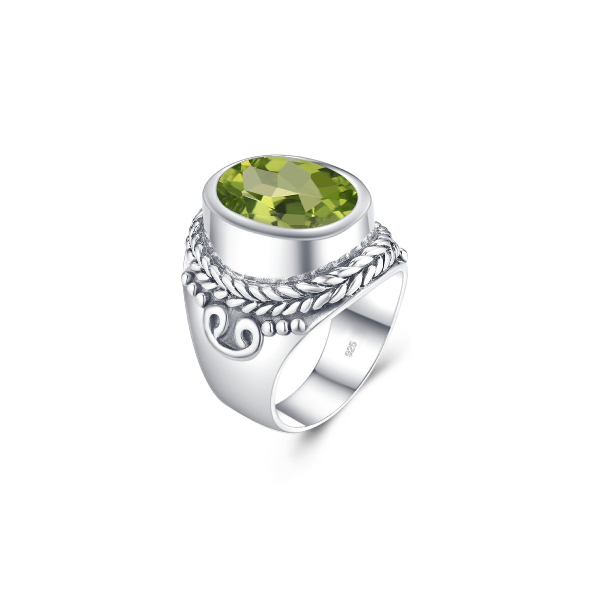 Bague Homme Péridot Raffiné "Noah" en Argent 925