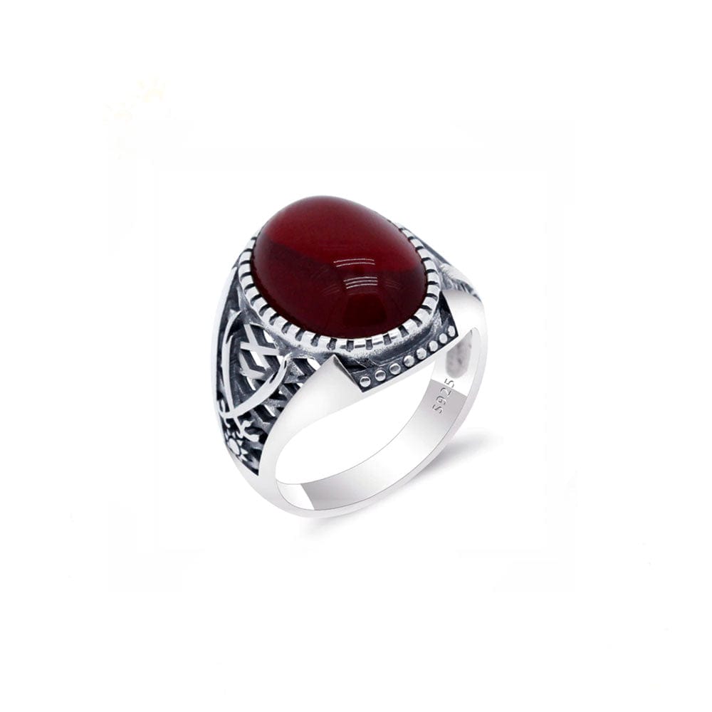 Bague Homme Pierre Agate "Ambroise" en Argent Sterling