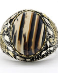 Bague Homme Pierre Agate Brillante "Lev" en Argent 925