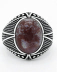 Bague Homme Pierre Agate "Oskar" en Argent Sterling