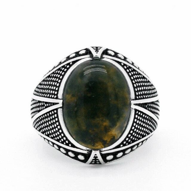 Bague Homme Pierre Agate Scintillante "Ignacy" en Argent 925