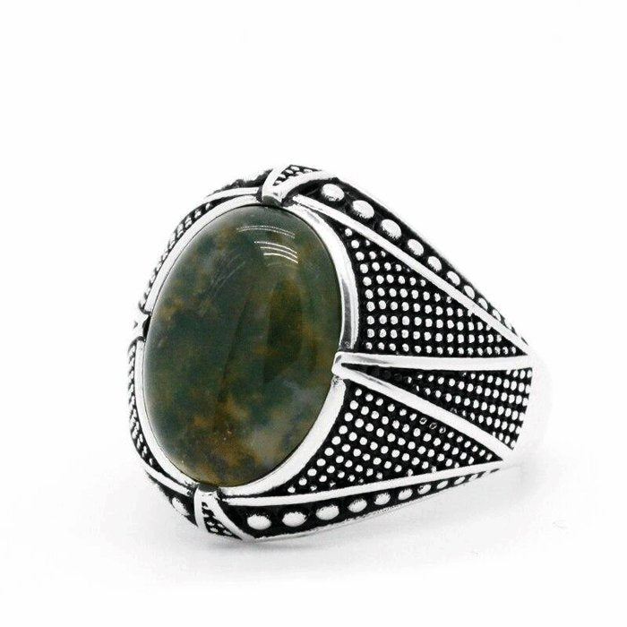 Bague Homme Pierre Agate Scintillante "Ignacy" en Argent 925