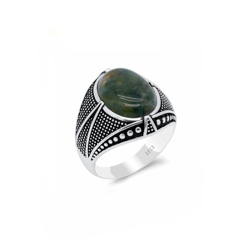 Bague Homme Pierre Agate Scintillante "Ignacy" en Argent 925