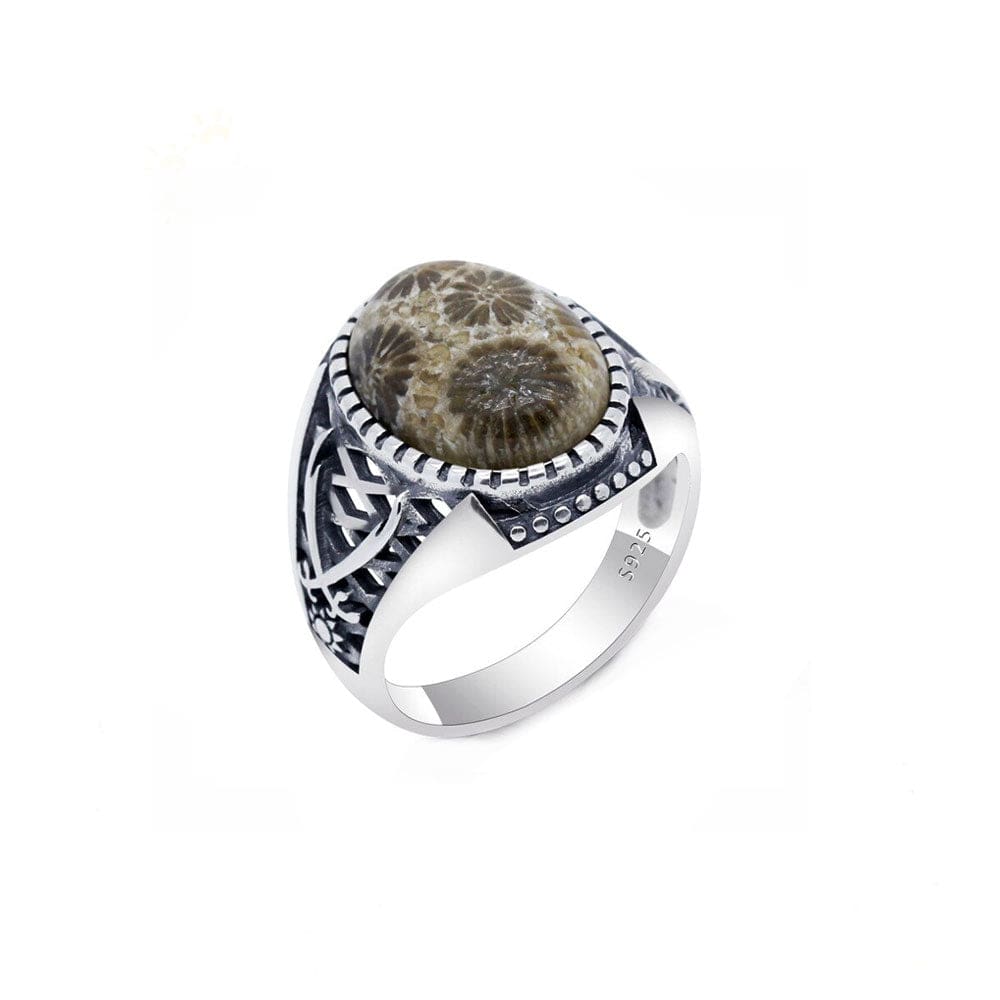 Bague Homme Pierre Corail "Firmin" en Argent 925